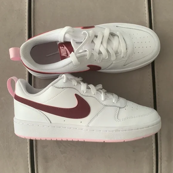 Nike Court Borough Low 2 NWOB "White Dark Beetroot " Sneakers size US 5.5Y - Picture 8 of 17